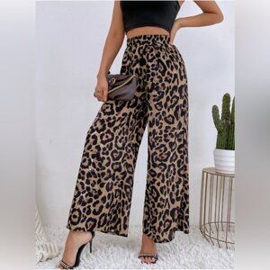 Leopard Print Wide Leg Pants